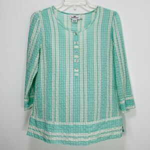 WOMEN'S VINEYARD VINES 3/4 SLEEVE SILK/COTTON TOP Blouse Stripe SZ Small